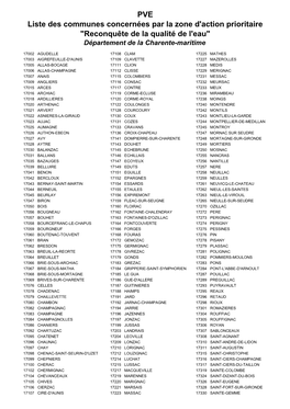 Liste Communes 17 ZAP Eau PVE Au 08-11-06 DRAF