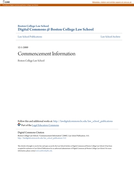 Commencement Information Boston College Law School
