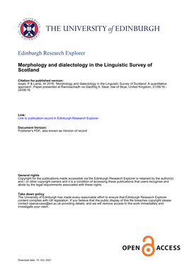 Morphology and Dialectology in the Linguistic Survey of Scotland