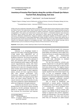 Inventory of Invasive Plant Species Along the Corridor of Kawah Ijen Nature Tourism Park, Banyuwangi, East Java