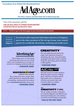 2004 Ad Age TV Syndication Report