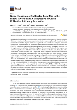 Green Transition of Cultivated Land Use in the Yellow River Basin: a Perspective of Green Utilization Eﬃciency Evaluation