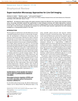 Super-Resolution Microscopy Approaches for Live Cell Imaging