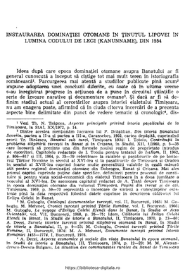 Instaurarea Dominaţiei Otomane !N Ţinutul Lipovei !N Lumina Codului De Legi (Kanunname), Din 1554