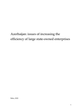 Azerbaijan: Issues of Increasing the Efficiency of Large State-Owned Enterprises