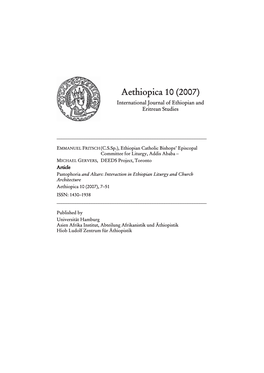 Aethiopica 10 (2007) International Journal of Ethiopian and Eritrean Studies