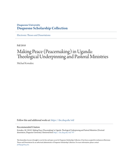 In Uganda: Theological Underpinning and Pastoral Ministries Michael Komakec