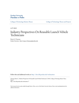 Industry Perspectives on Reusable Launch Vehicle Technicians Brent A