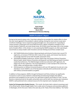 NASPA President's Report