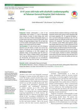 A-41 Years Old Male with Alcoholic Cardiomyopathy at Tabanan General Hospital, Bali-Indonesia: a Case Report