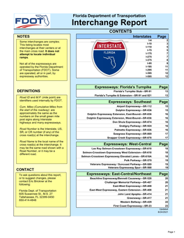 Interchange Report CONTENTS NOTES Interstates Page Some Interchanges Are Complex