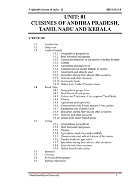 01 Cuisines of Andhra Pradesh, Tamil Nadu and Kerala