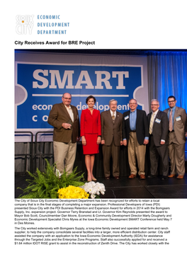 City Receives Award for BRE Project