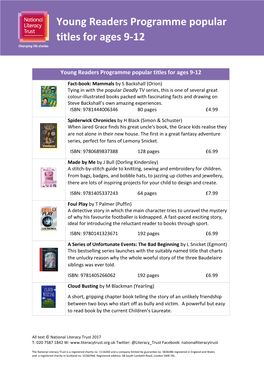 Young Readers Programme Popular Titles for Ages 9-12