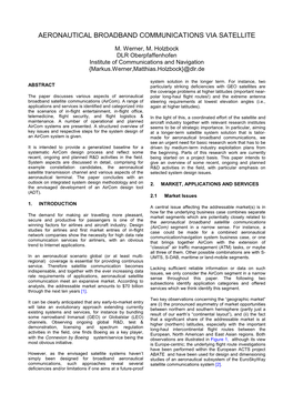 Aeronautical Broadband Communications Via Satellite