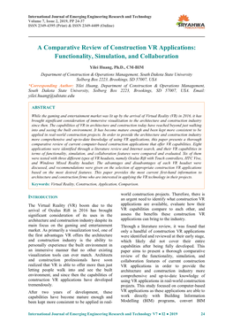 A Comparative Review of Construction VR Applications: Functionality, Simulation, and Collaboration