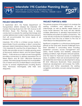 Interstate 195 Corridor Planning Study from NW 12TH Avenue to SR 907/Alton Road Miami-Dade County, Florida | FPID No.: 440228-1-22-01