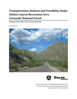 Sabino Canyon Recreation Area Coronado National Forest Prepared for the U.S