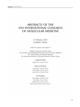 Abstracts of the 4Th International Congress of Molecular Medicine
