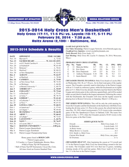 2013-2014 Holy Cross Men's Basketball