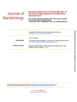 Antarctic Soil the Genus Psychrobacter Isolated From