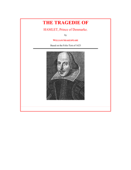 First Folio Table of Contents the Tragedie of Hamlet