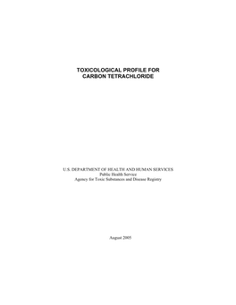 Toxicological Profile for Carbon Tetrachloride