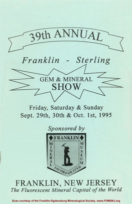 39Th ANNUAL FRANKLIN-STERLING GEM and MINERAL SHOW