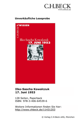 Ilko-Sascha Kowalczuk 17. Juni 1953