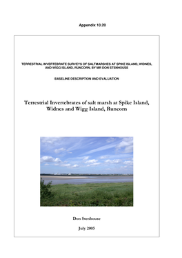 Terrestrial Invertebrates of Salt Marsh at Spike Island, Widnes and Wigg Island, Runcorn