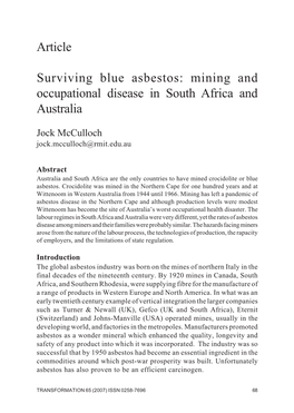 Mining and Occupational Disease in South Africa and Australia