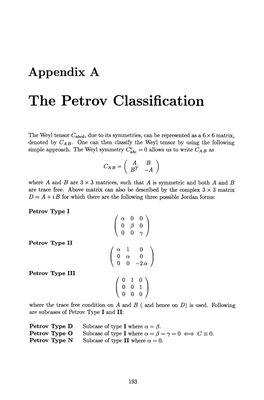 The Petrov Classification