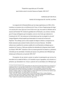 “Empréstitos Negociados Por El Consulado Para La Lucha Contra La