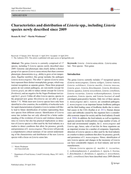 Characteristics and Distribution of Listeria Spp., Including Listeria Species Newly Described Since 2009