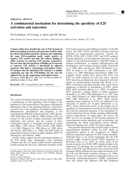 A Combinatorial Mechanism for Determining the Specificity of E2F