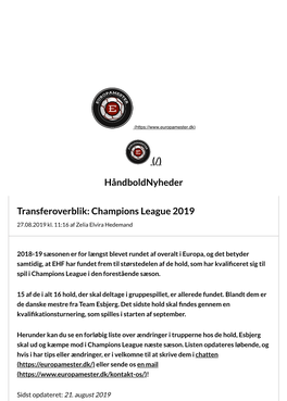 (/) Håndboldnyheder Transferoverblik: Champions