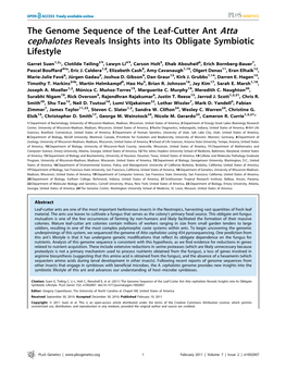 The Genome Sequence of the Leaf-Cutter Ant Atta Cephalotes Reveals Insights Into Its Obligate Symbiotic Lifestyle