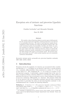 Arxiv:2105.12004V2 [Math.GN] 22 Jun 2021 Sup Ntewoeof Whole the on Eg Otniy Ieetaiiy Hnrsrce Oasubset a to Restricted When Diﬀerentiability) Continuity, (E.G