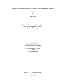 A Dissertation Presented in Partial Fulfillment of the Requirements for the Degree Doctor of Philosophy