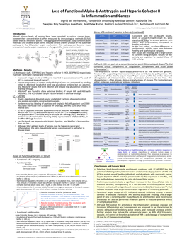 Loss of Functional Alpha-1-Antitrypsin and Heparin Cofactor II in Inflammation and Cancer Ingrid M