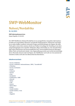 SWP-Webmonitor Nahost/Nordafrika Nr. 26/2021