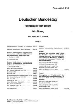 Stenographischer Bericht 149. Sitzung