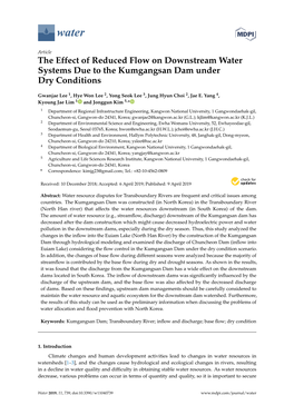 The Effect of Reduced Flow on Downstream Water Systems Due to the Kumgangsan Dam Under Dry Conditions
