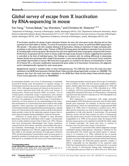 Global Survey of Escape from X Inactivation by RNA-Sequencing in Mouse