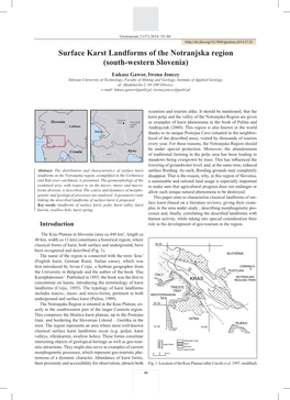 Surface Karst Landforms of the Notranjska Region (South-Western Slovenia)