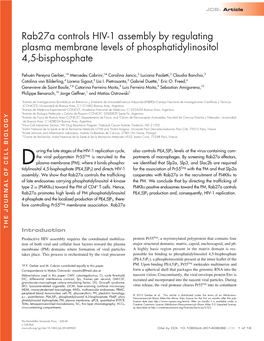 Rab27a Controls HIV-1 Assembly by Regulating Plasma Membrane Levels of Phosphatidylinositol 4,5-Bisphosphate