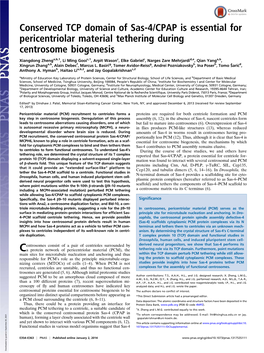 Conserved TCP Domain of Sas-4/CPAP Is Essential for Pericentriolar Material Tethering During Centrosome Biogenesis