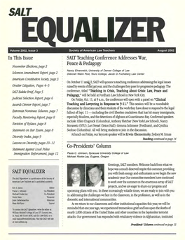 In This Issue SALT EQUALIZER SALT Teaching Conference Addresses