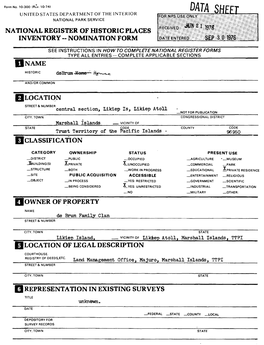 National Register of Historic Places Inventory -- Nomination Form