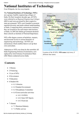 National Institutes of Technology ­ Wikipedia, the Free Encyclopedia National Institutes of Technology from Wikipedia, the Free Encyclopedia